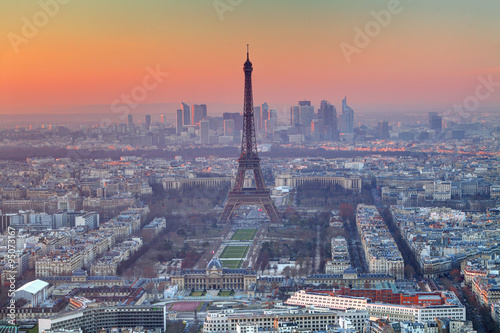 Aerial view of Paris at sunset © TTstudio