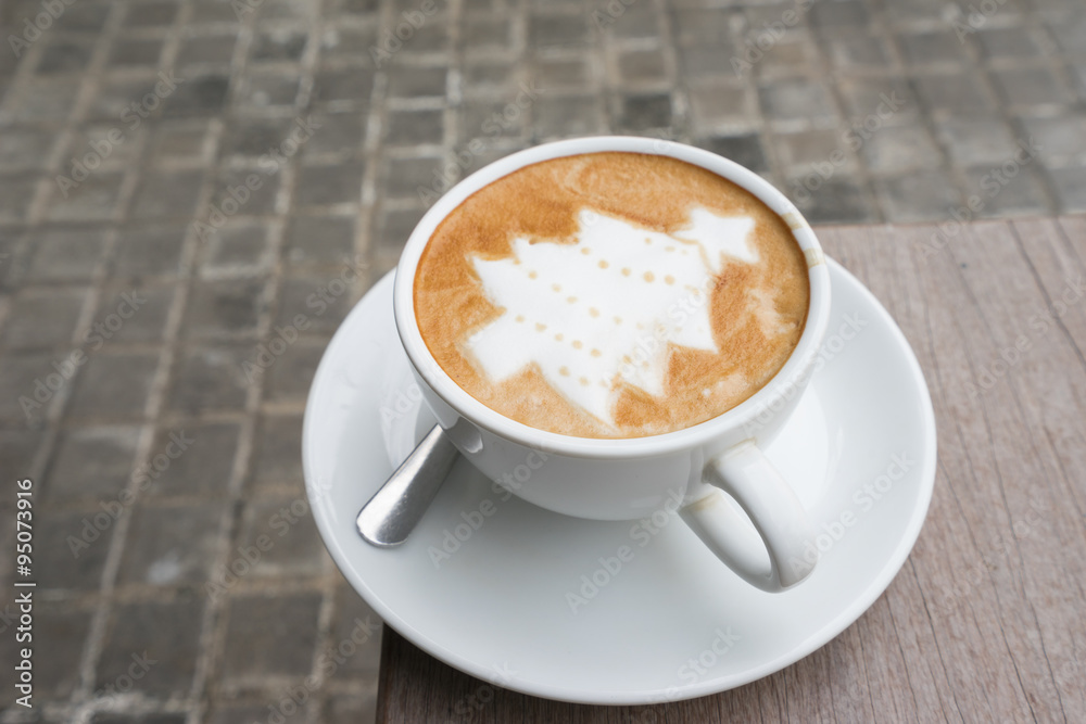 Obraz premium Christmas Tree Latte Art Coffee