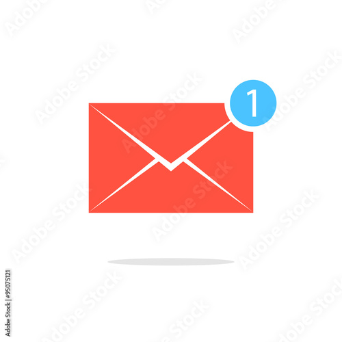 simple red letter icon with one counter notification