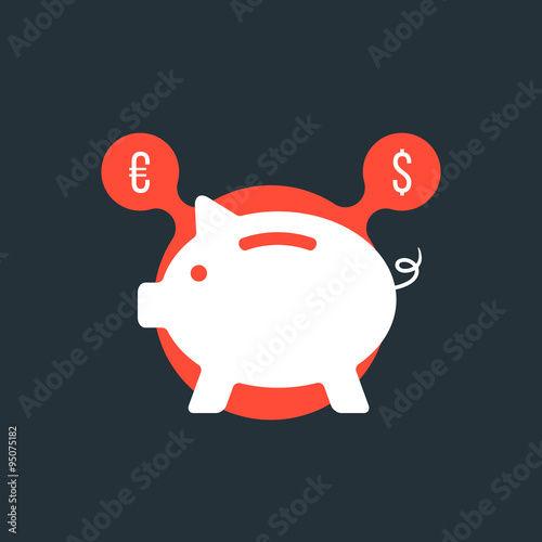 piggy bank with currency sign in red bubble