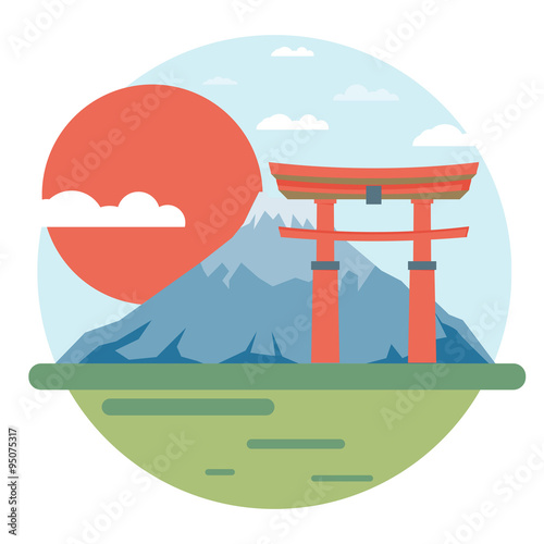 Japan flat design landmark illustration vector