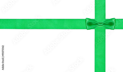 little green bow knot on two crossing silk strips