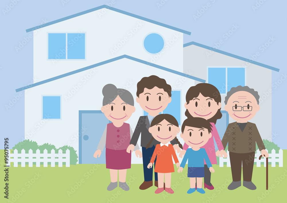 three generation family, vector illustration