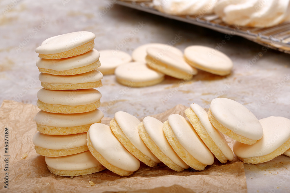 Anise meringue cookies in bakery