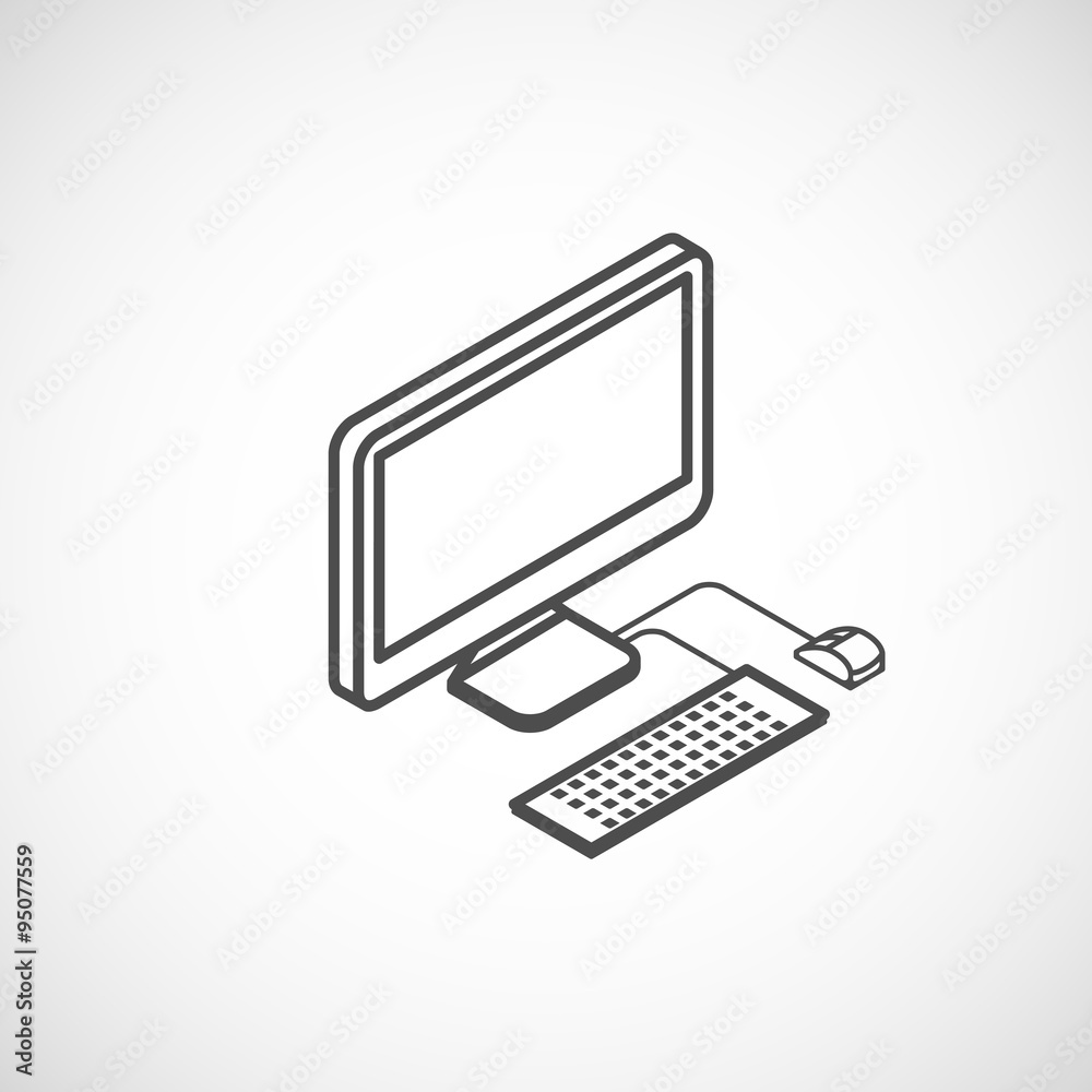 isometric vector icon of computer isometric vector icon of computer