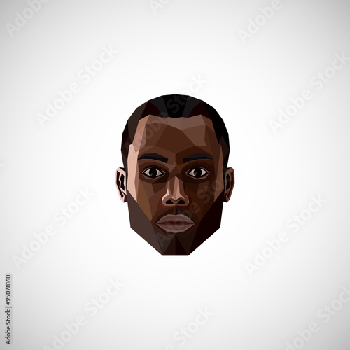 illustration with a black male face in polygonal style 