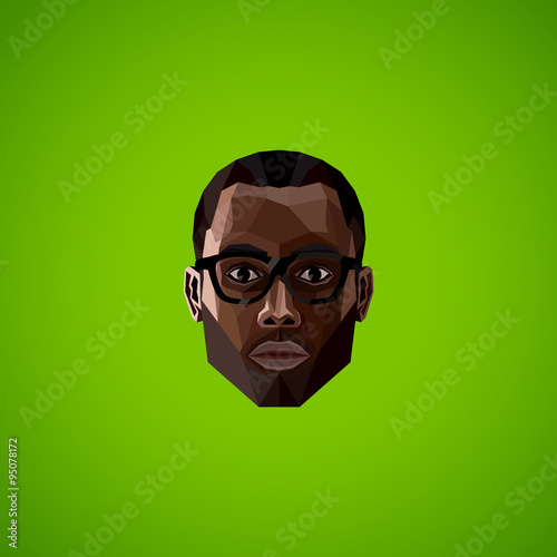 illustration with an african male face in polygonal style 