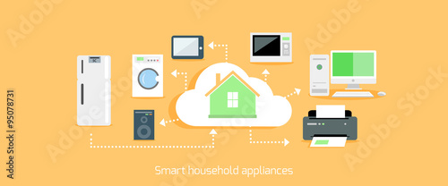 Smart Household Appliances Icon Flat Design