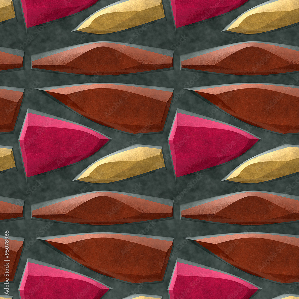 Seamless floor 3d pattern with gold, red and brown sharp polygonal stones Seamless floor 3d pattern with gold, red and brown sharp polygonal stones