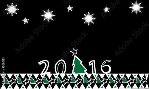 Felicitación año nuevo 2016 sobre fondo negro.