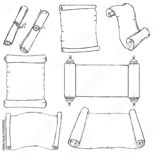 Vectror Set of Sketch Scrolls