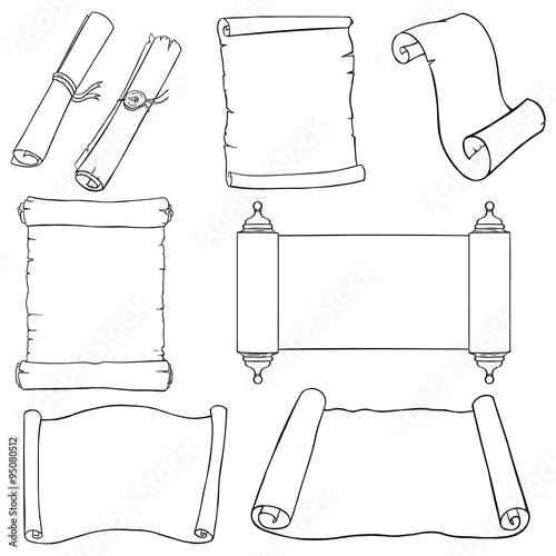 Vectror Set of  Line Art Scrolls
