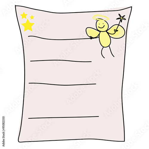Cute stick Cupid on a letter with space for your text