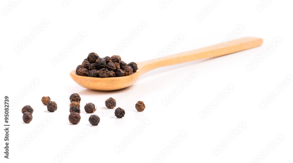 Black pepper on white background