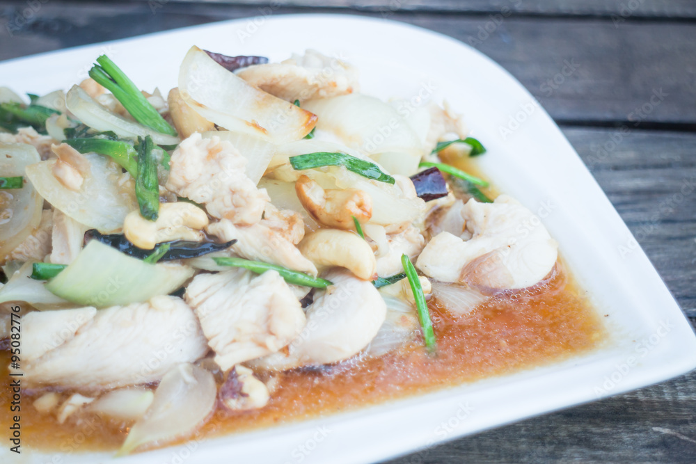 Stir-fried chicken with cashew nuts delicious Thai food