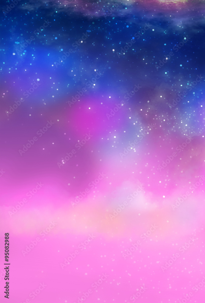 Fototapeta premium Pink Galaxy - Illustration for children
