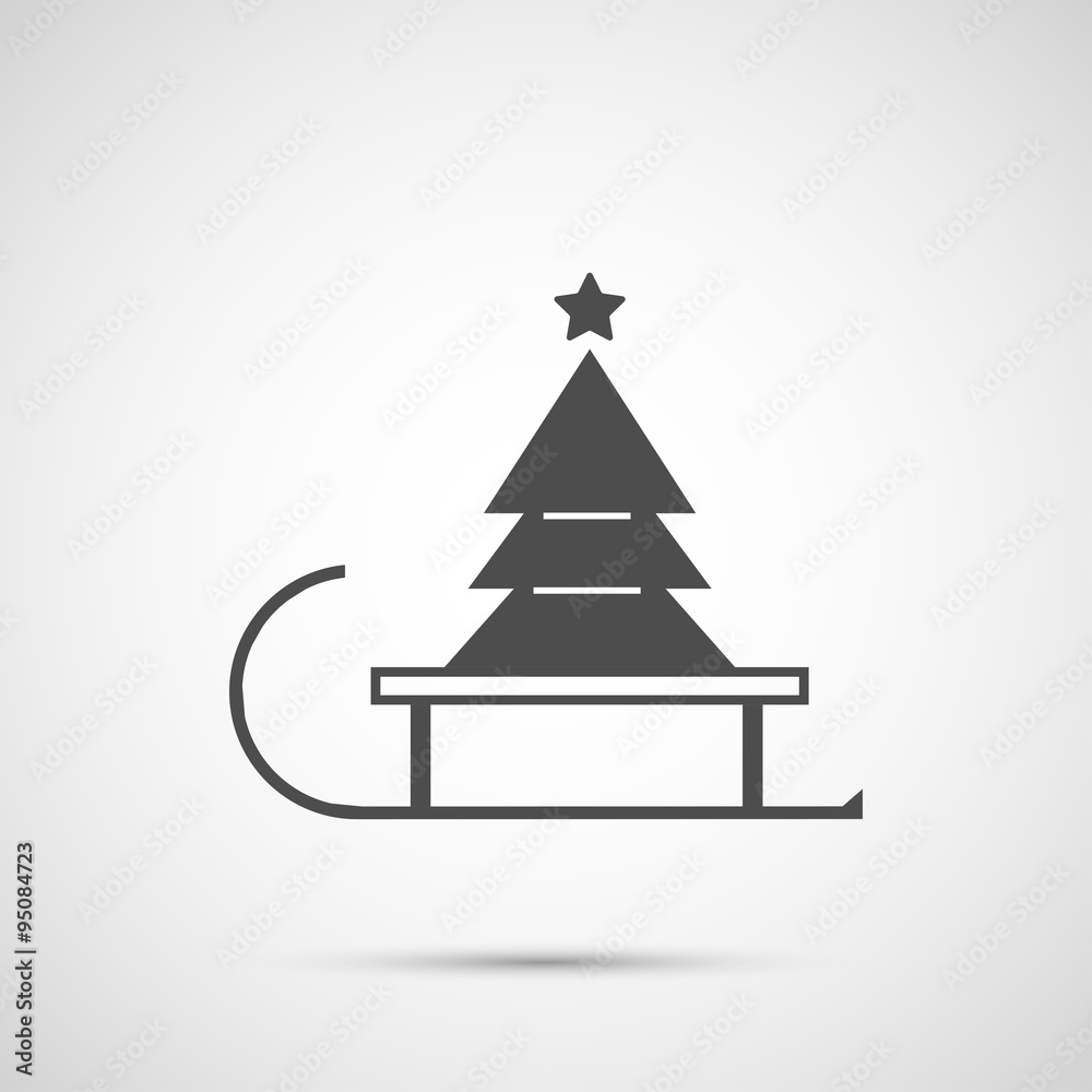 Vector christmas tree on a sled Vector christmas tree on a sled