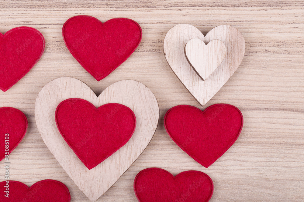 valentine's wooden hearts on a retro background valentine's wooden hearts on a retro background