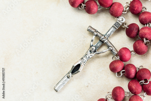 Catholic rosary with copy-space