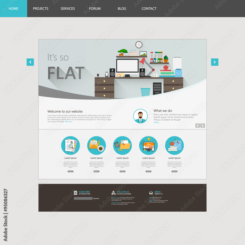 Modern Flat Website Template Design Vector