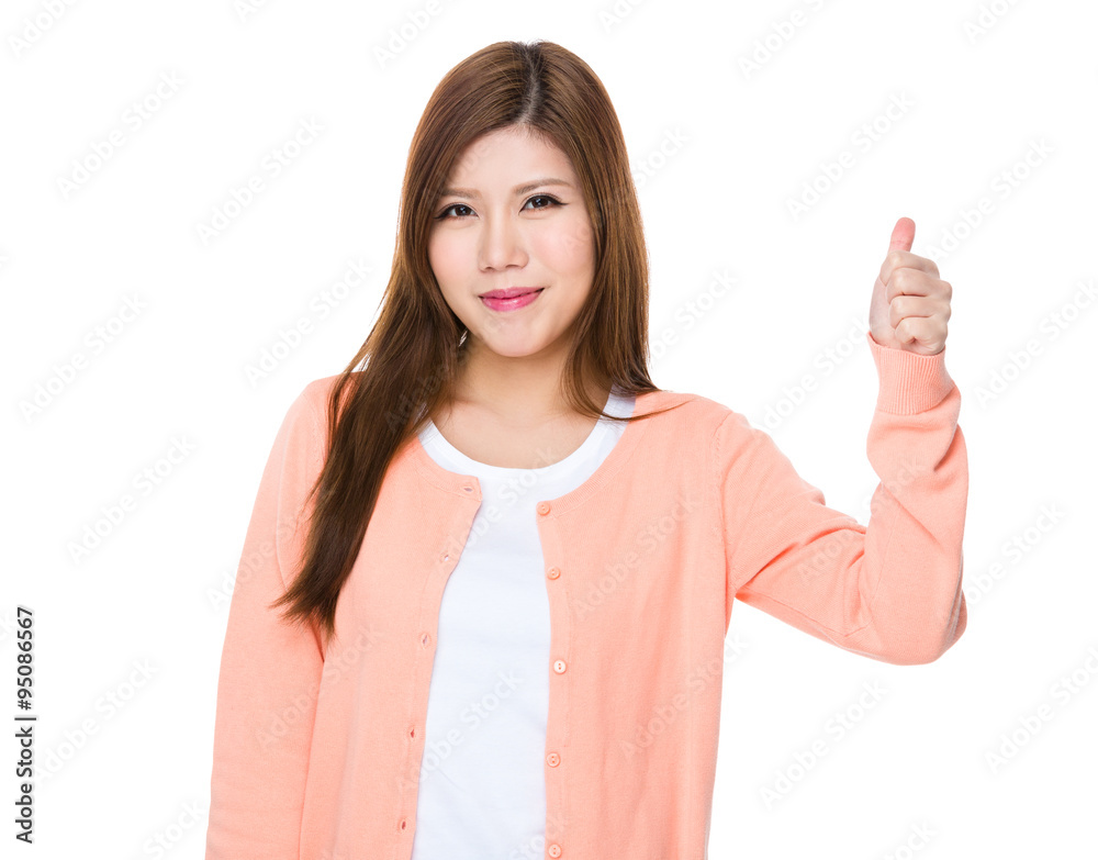 Asian Young Woman showing thumb up gesture Asian Young Woman showing thumb up gesture