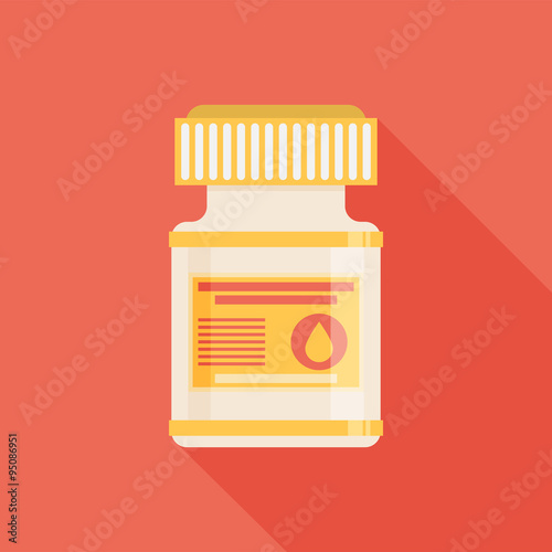 Pill bottle with various pills and capsules.