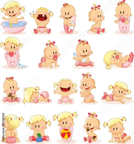 Vector illustration of baby girls
