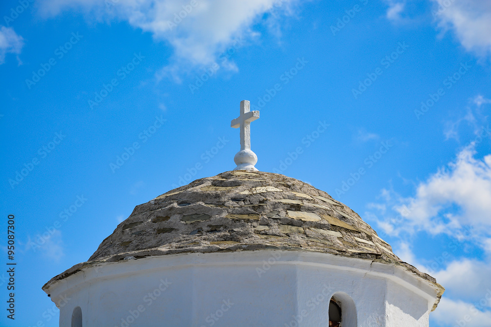Dome of traditional Greek church on Skopelos island Dome of traditional Greek church on Skopelos island