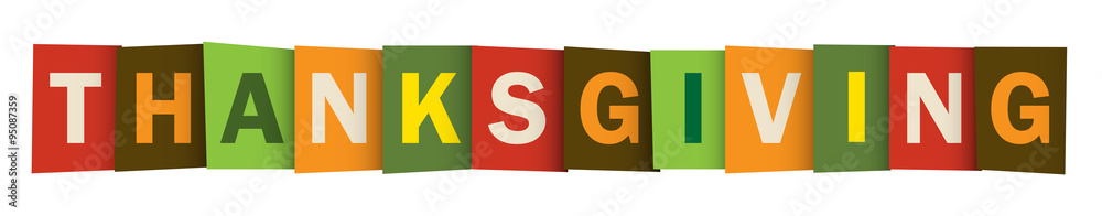 Fototapeta premium THANKSGIVING vector letters icon with autumn colours