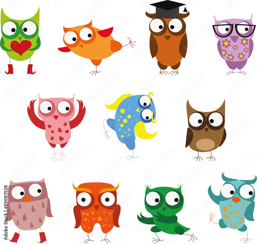 Set of vector cartoon birds Set of vector cartoon birds