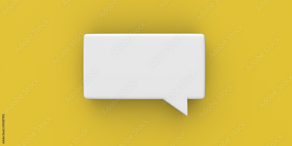3D white Empty speech bubble on a background yellow 3D white Empty speech bubble on a background yellow