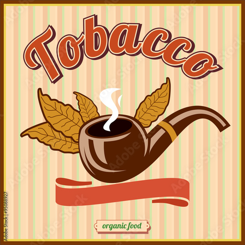 Tobacco. Pipe and tobacco leaf. Vector illustration.