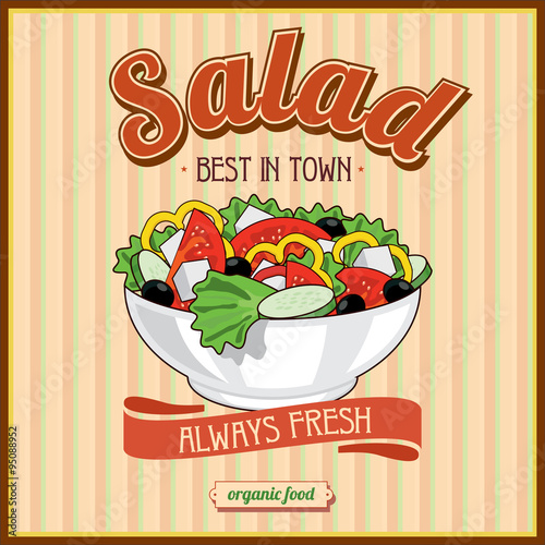 Vintage Salad Poster. Vector illustration.