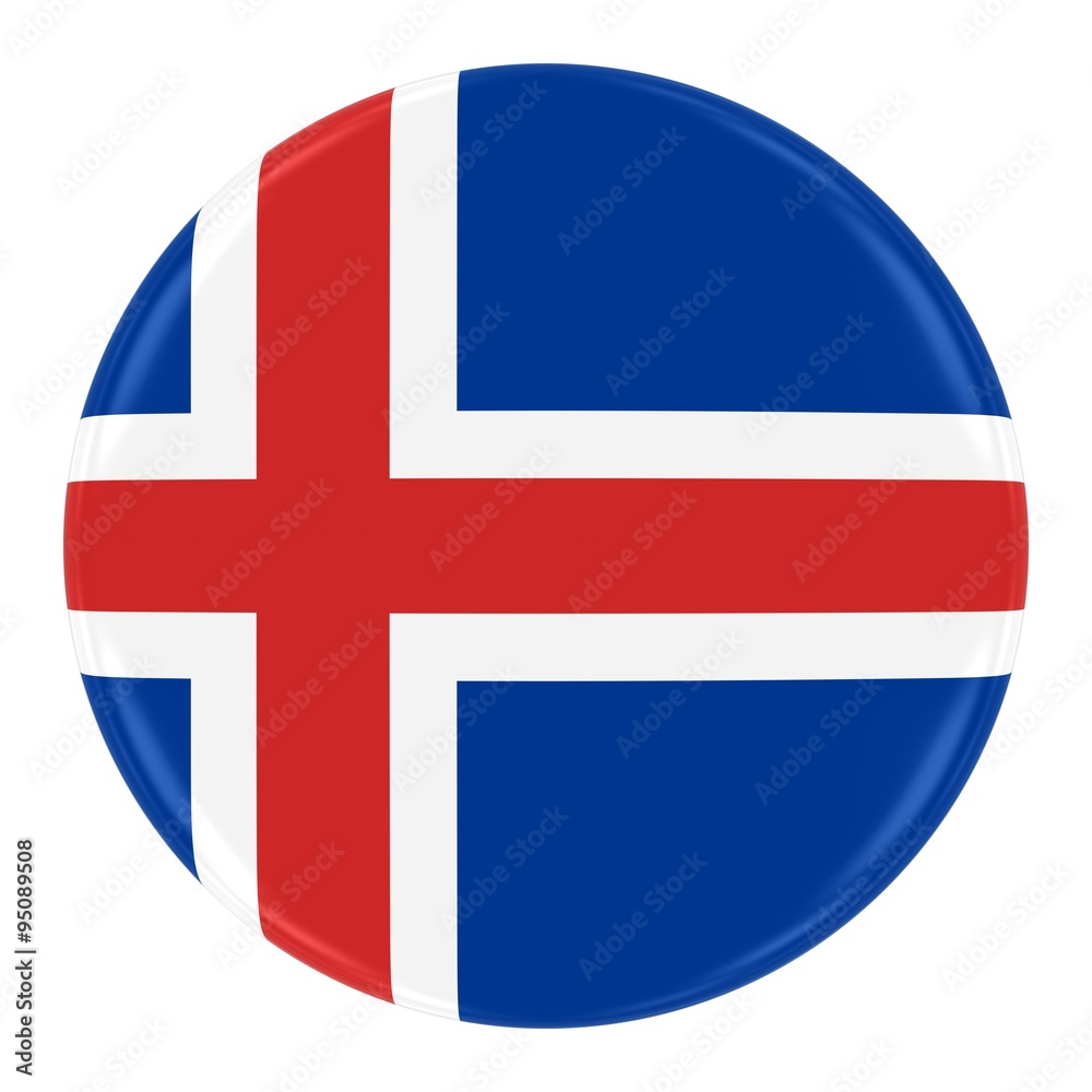 Icelandic Flag Badge - Flag of Iceland Button Isolated on White Icelandic Flag Badge - Flag of Iceland Button Isolated on White