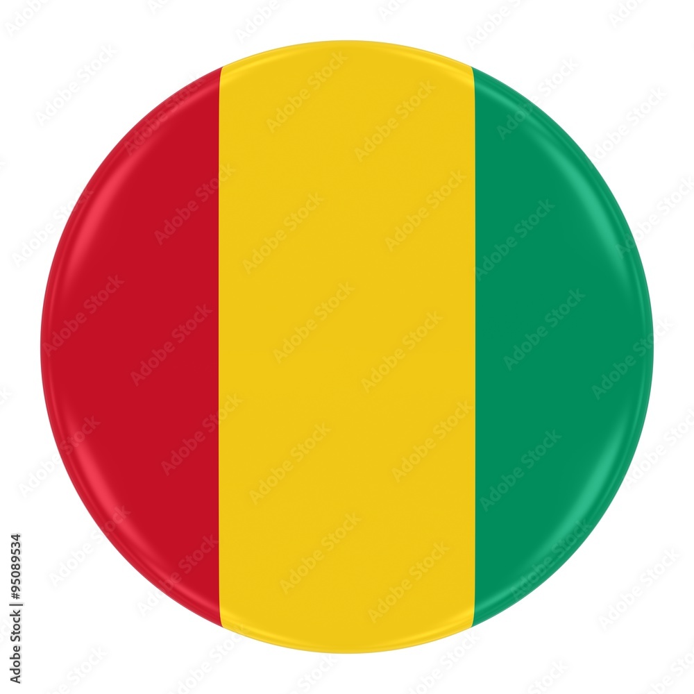 Guinean Flag Badge - Flag of Guinea Button Isolated on White