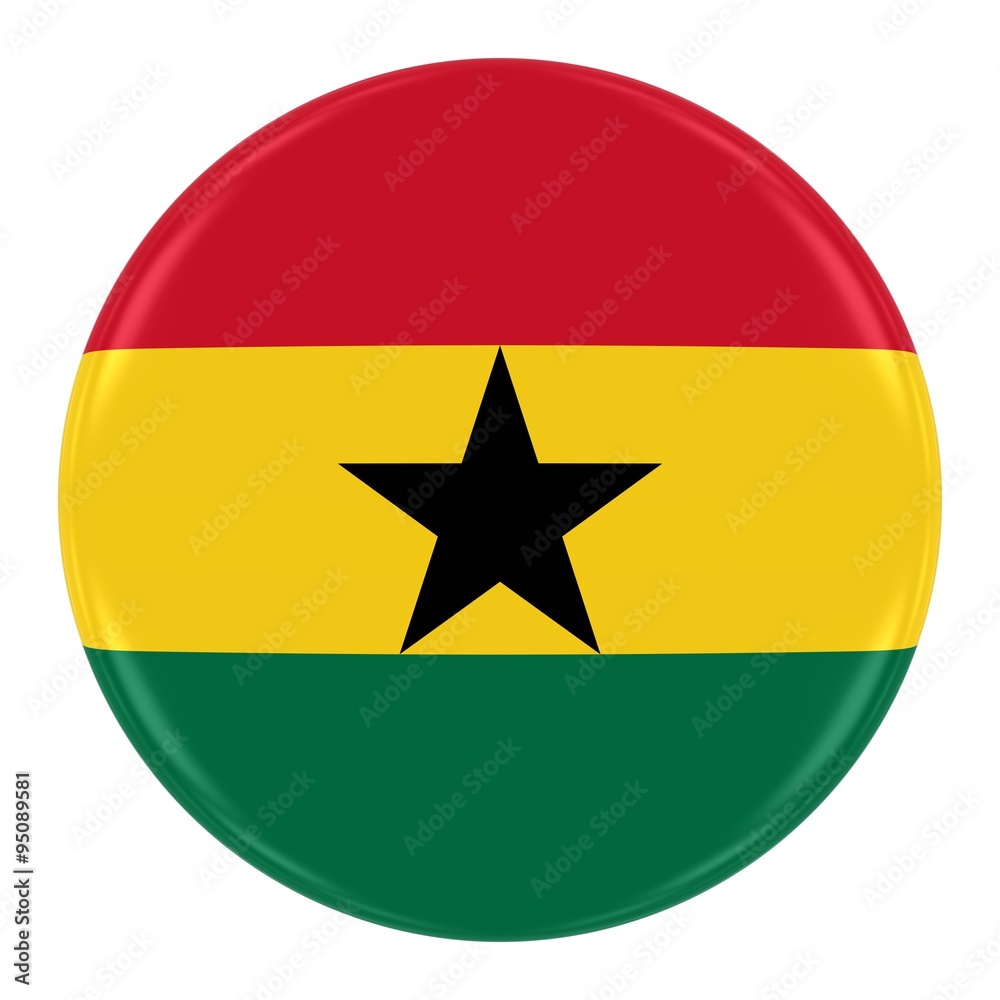Ghanaian Flag Badge - Flag of Ghana Button Isolated on White Ghanaian Flag Badge - Flag of Ghana Button Isolated on White