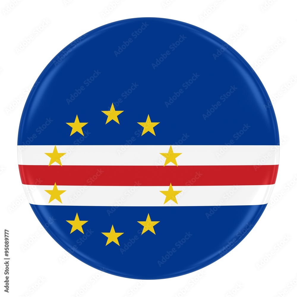 Cabo Verdean Flag Badge - Flag of Cape Verde Button Isolated on White Cabo Verdean Flag Badge - Flag of Cape Verde Button Isolated on White