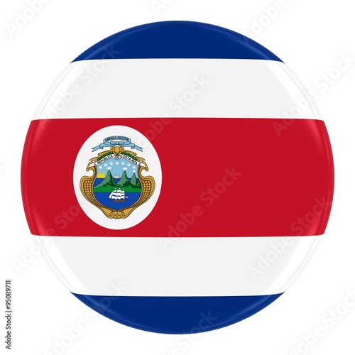 Costa Rican Flag Badge - Flag of Costa Rica Button Isolated on White