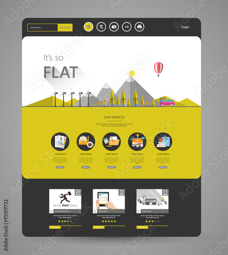 Flat Website template with flat eco landscape illustration  photo