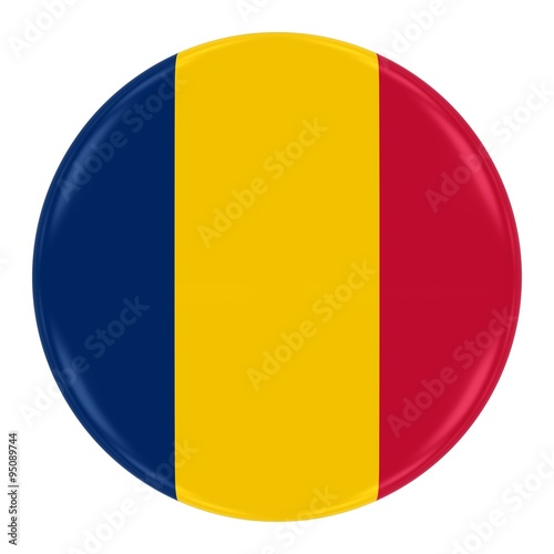 Free Download Chadian Flag Badge - Flag of Chad Button Isolated on White - GFXLoad