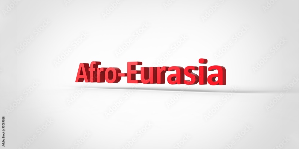 3D red Afro-Eurasia Word Text on white background 3D red Afro-Eurasia Word Text on white background