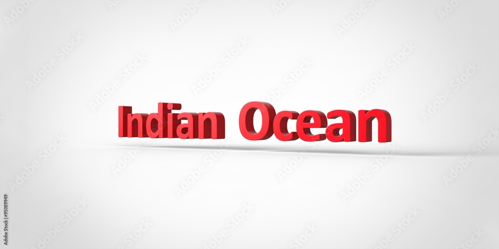 3D red Indian Ocean Word Text on white background 3D red Indian Ocean Word Text on white background