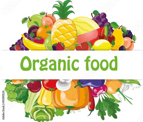 Cartoon vegetables and fruits 