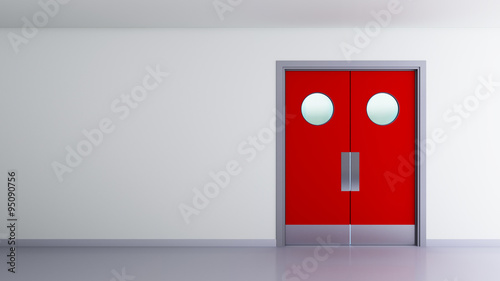  red double door interior space