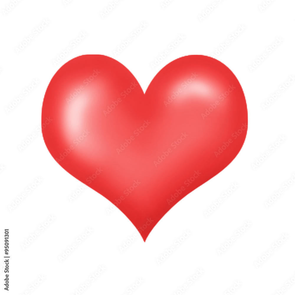 Illustration red heart on a white background