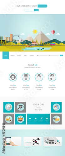 Modern Flat Eco website design template. photo