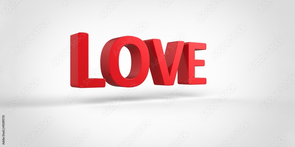 Love 3D red text Illustration word Render isolated on White grey gray Background Love 3D red text Illustration word Render isolated on White grey gray Background