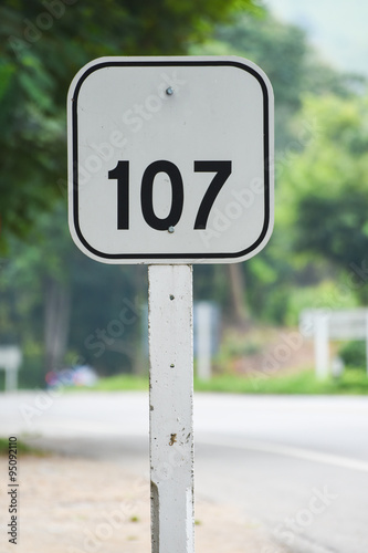 Traffic sign of road number