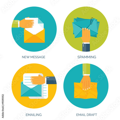 Vector illustration. Flat envelope. Emailing and global communication. Letter. Social network