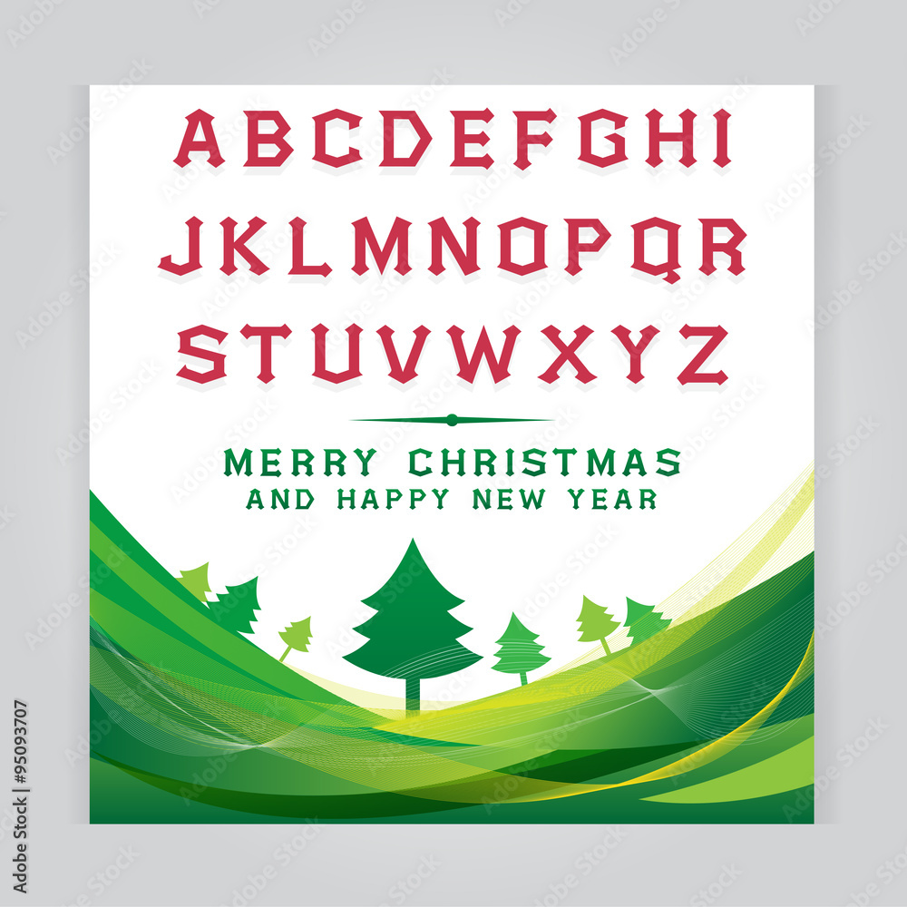 vector background font Merry Chrstmas and Happy New Year Backgro